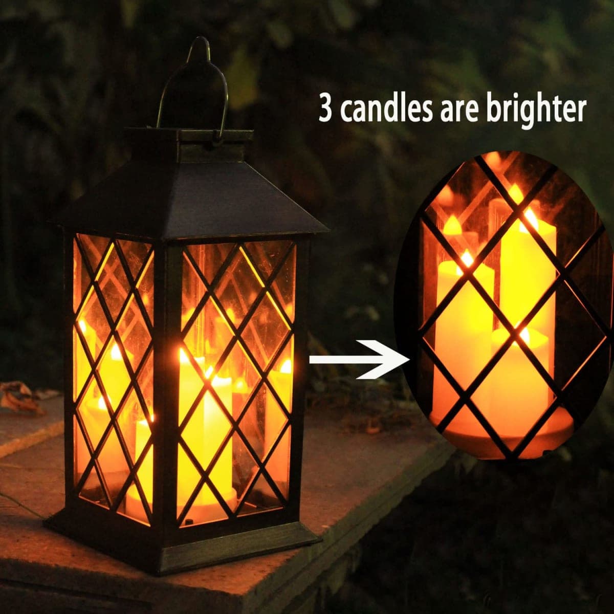 Solar Outdoor Lantern, Garden Hanging Waterproof Lanterns PVC Upgrade 3 LED Flickering Flameless Candle Decorative for Garden Women Mom Grandma Halloween Gifts (Grid Candle) thumbnail 2