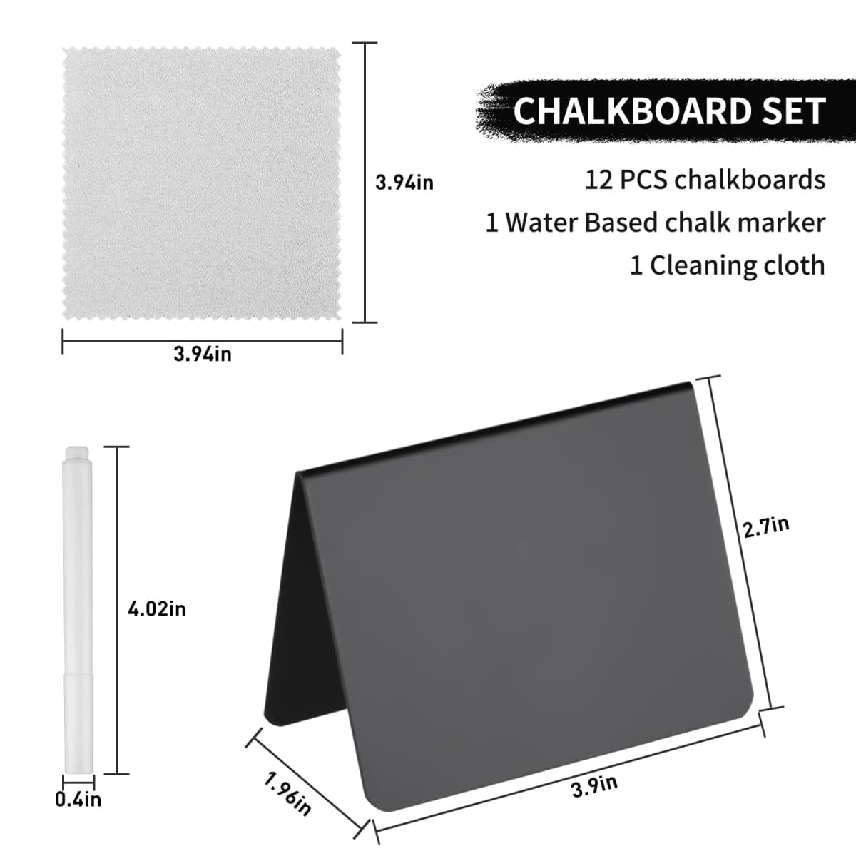 12 Pack 4"x3"Mini Chalkboard Signs for Chalk Sign for Food - Party - Buffet - Table Sign Chalkboard - Wedding - Bakery - Small thumbnail 2