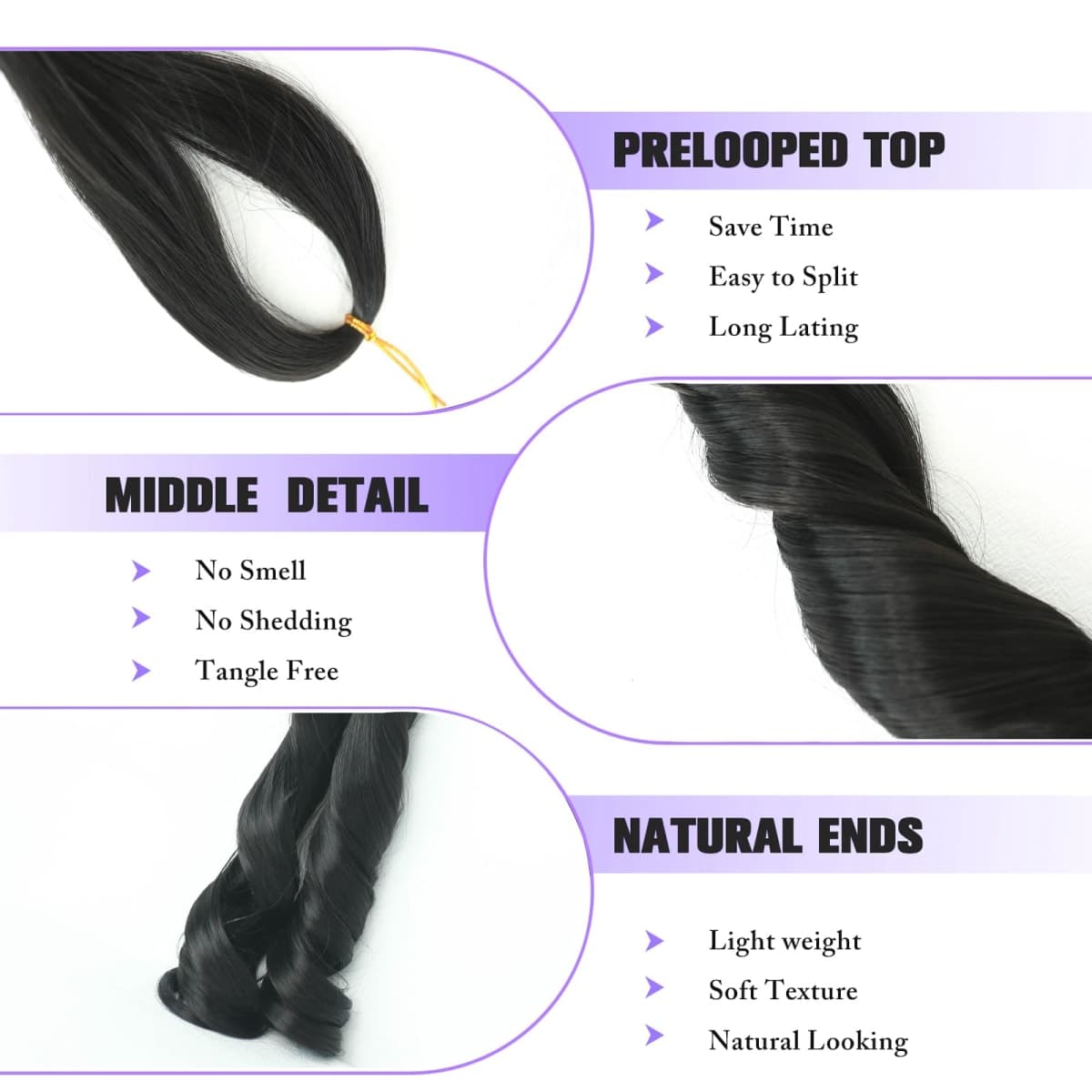 French Curl Braiding Hair 12 Inch Natural Black 8Packs Bouncy Braiding Hair thumbnail 3