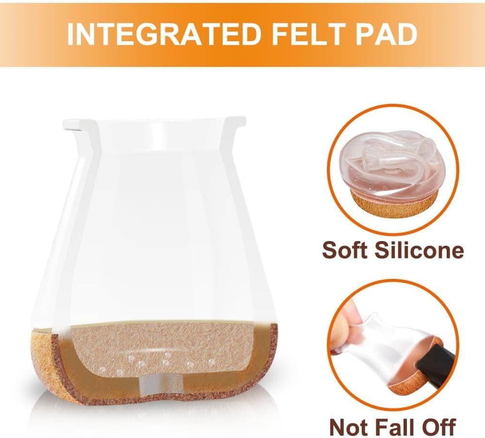 Chair Leg Floor Protectors for Hardwood Floors (Clear-24pcs, Universal L(Fit:1.3"-2")) thumbnail 3