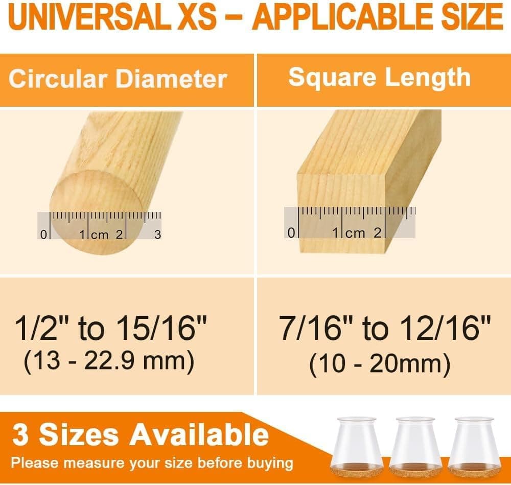 Chair Leg Floor Protectors for Hardwood Floors (Clear-24pcs, Universal L(Fit:1.3"-2")) thumbnail 5