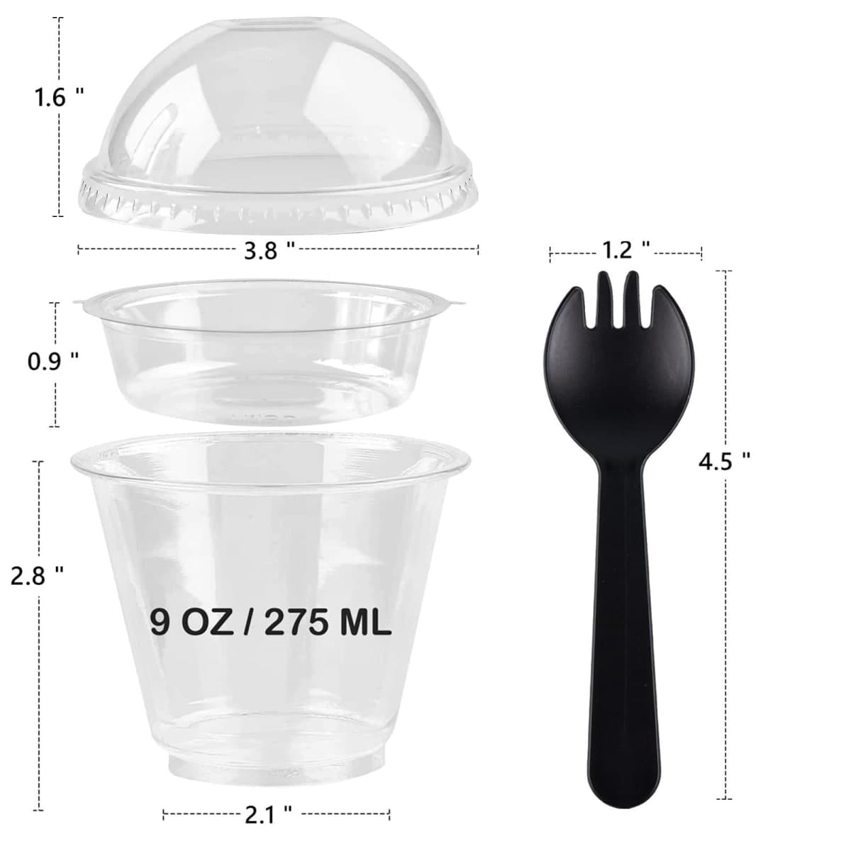 Zezzxu 50 Pack 9 oz Disposable Parfait Cups with Dome Lids No Hole, Toppings Compartment and Spork, Yogurt Conatiner with Granola Holder for Take Away Breakfast and Snacks, No Leaking thumbnail 2