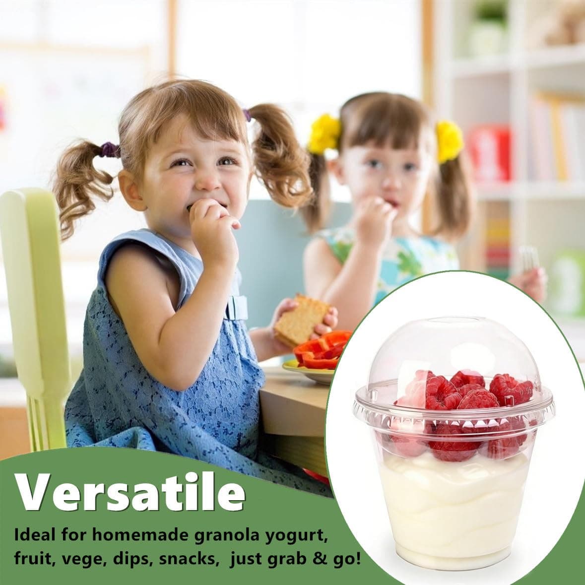 Zezzxu 50 Pack 9 oz Disposable Parfait Cups with Dome Lids No Hole, Toppings Compartment and Spork, Yogurt Conatiner with Granola Holder for Take Away Breakfast and Snacks, No Leaking thumbnail 5