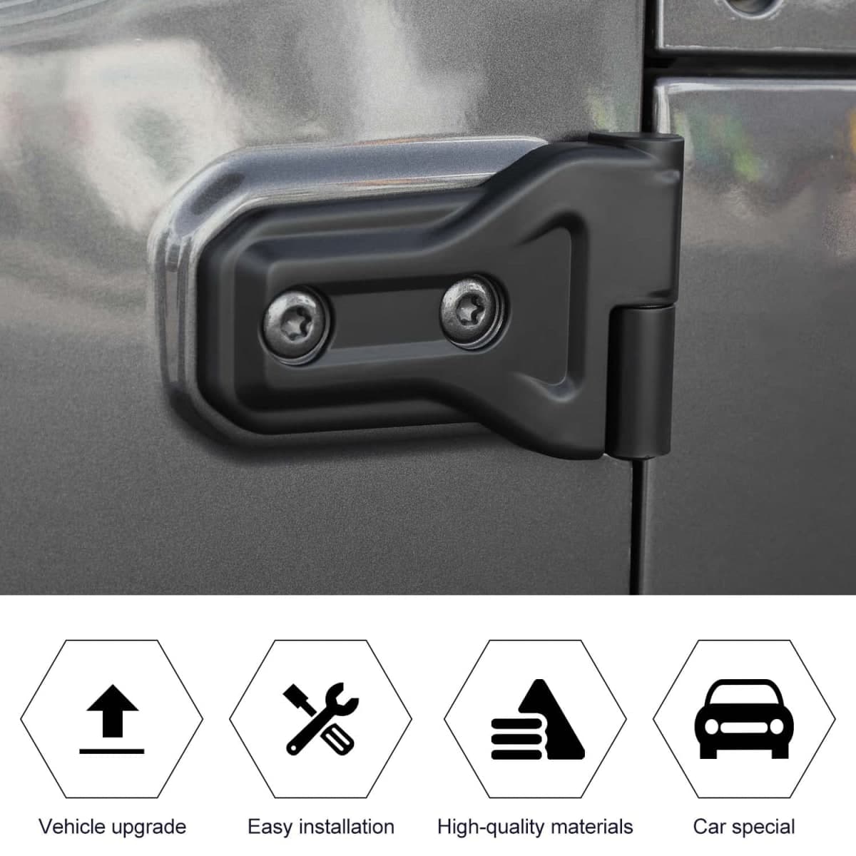 RT-TCZ Jeep Hinge Cover Trim - Front & Rear Door Hinges, Exterior Decoration Accessories - Compatible with Jeep Wrangler JL Unlimited 4-Door & Gladiator JT 2018-2024, 8Pack, Matte Black thumbnail 4