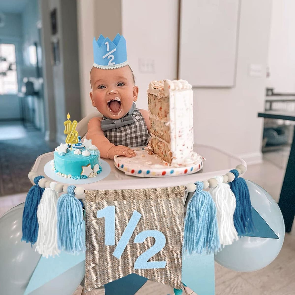 1/2 Birthday Boy Half Birthday Decorations Half Way to One Baby Boy thumbnail 4