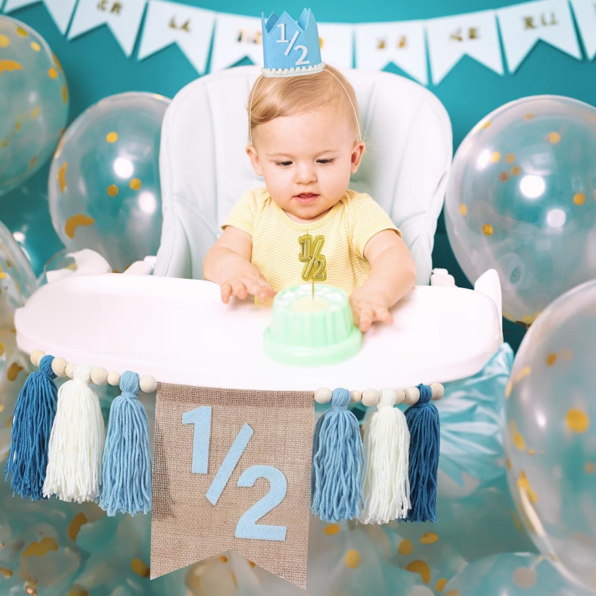 1/2 Birthday Boy Half Birthday Decorations Half Way to One Baby Boy thumbnail 5