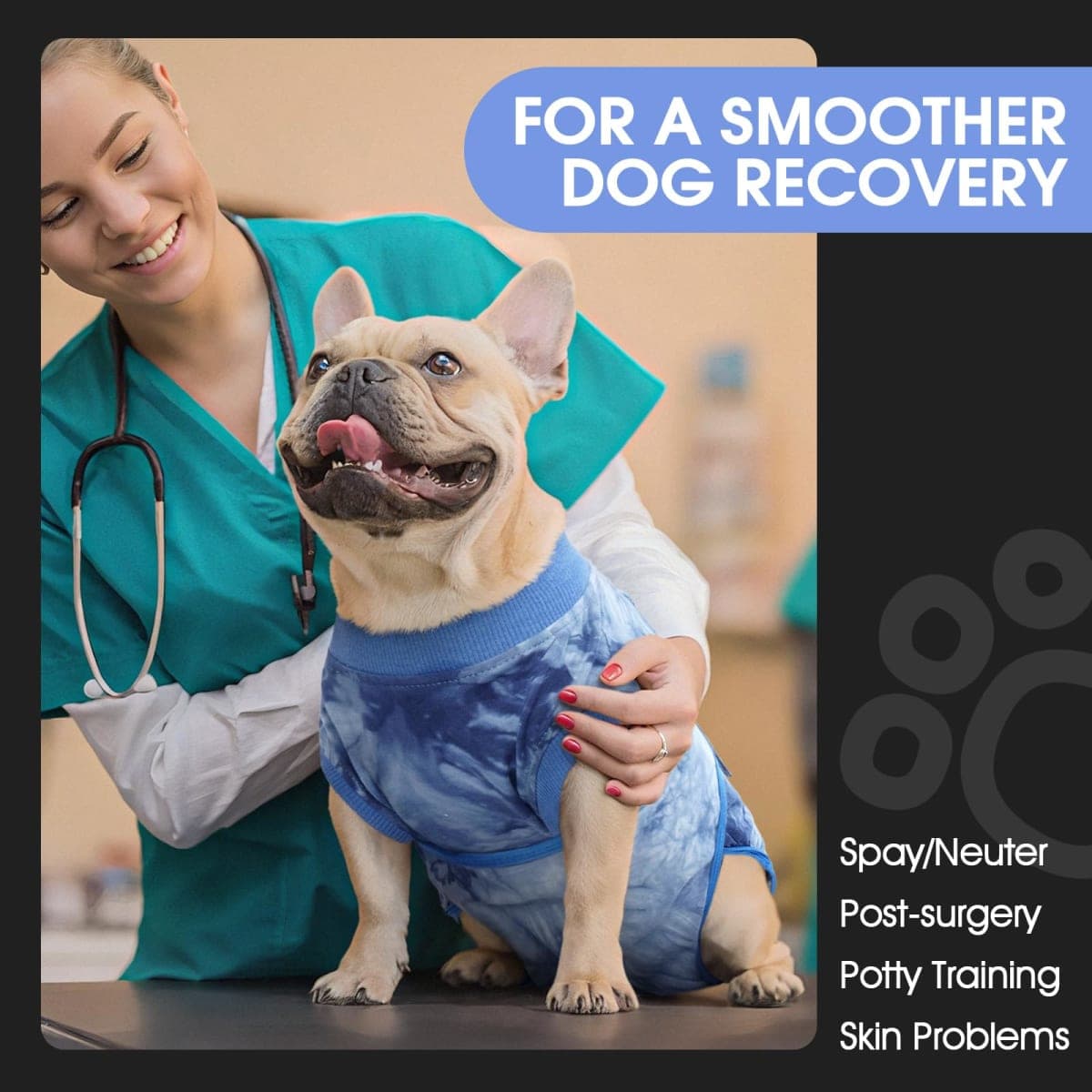 FUAMEY Recovery Suit for Dogs After Surgery,Soft Breathable Dog Bodysuit E-Collar & Cone Alternative Surgical Suit,Male Female Dog Neuter Spay Suits Anti Licking Wounds Onesie Blue Tie Dye XL thumbnail 3