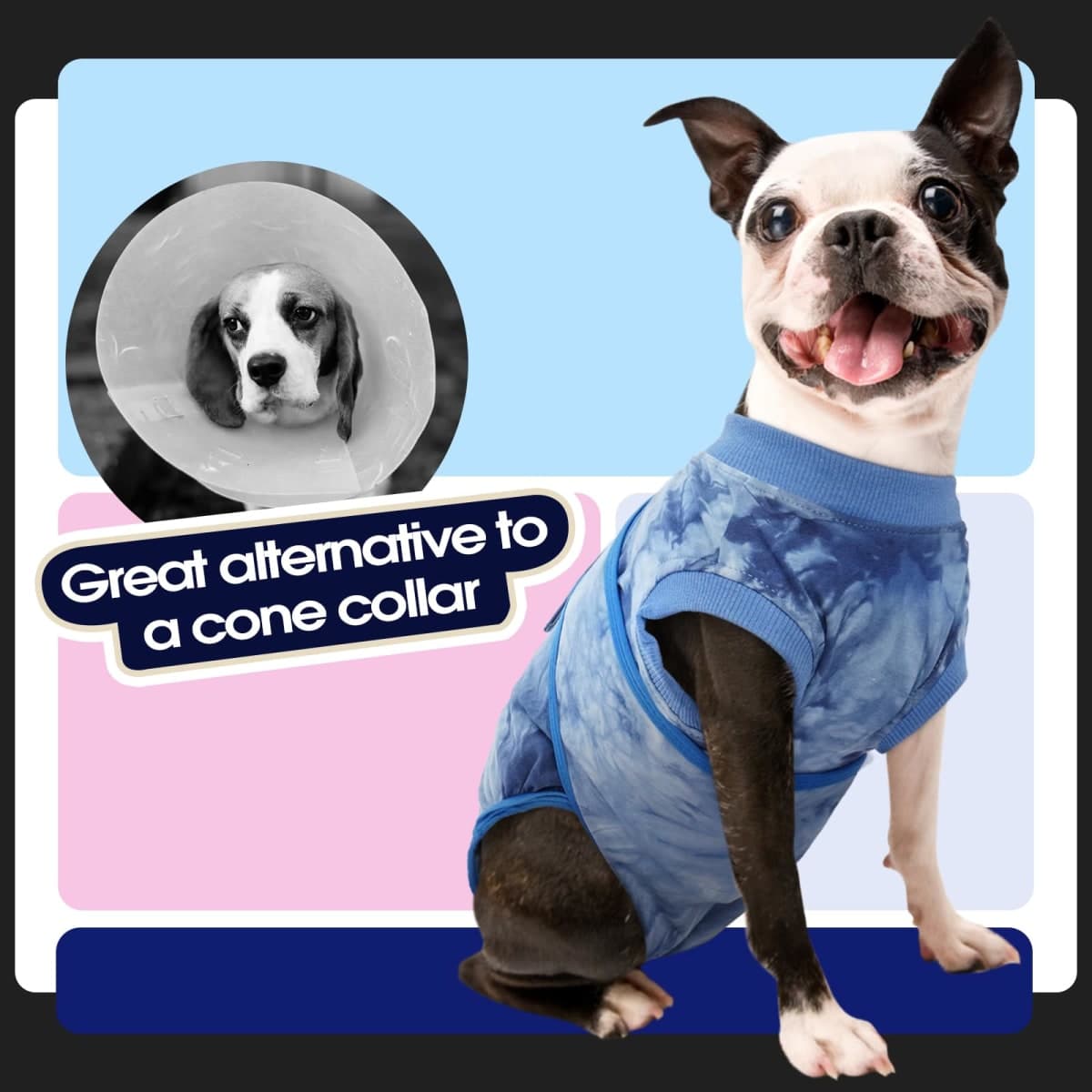 FUAMEY Recovery Suit for Dogs After Surgery,Soft Breathable Dog Bodysuit E-Collar & Cone Alternative Surgical Suit,Male Female Dog Neuter Spay Suits Anti Licking Wounds Onesie Blue Tie Dye XL thumbnail 4