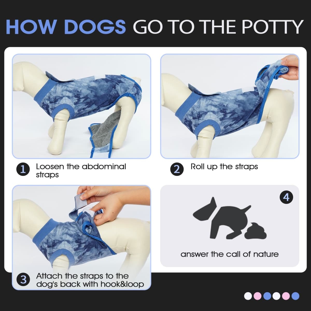 FUAMEY Recovery Suit for Dogs After Surgery,Soft Breathable Dog Bodysuit E-Collar & Cone Alternative Surgical Suit,Male Female Dog Neuter Spay Suits Anti Licking Wounds Onesie Blue Tie Dye XL thumbnail 5