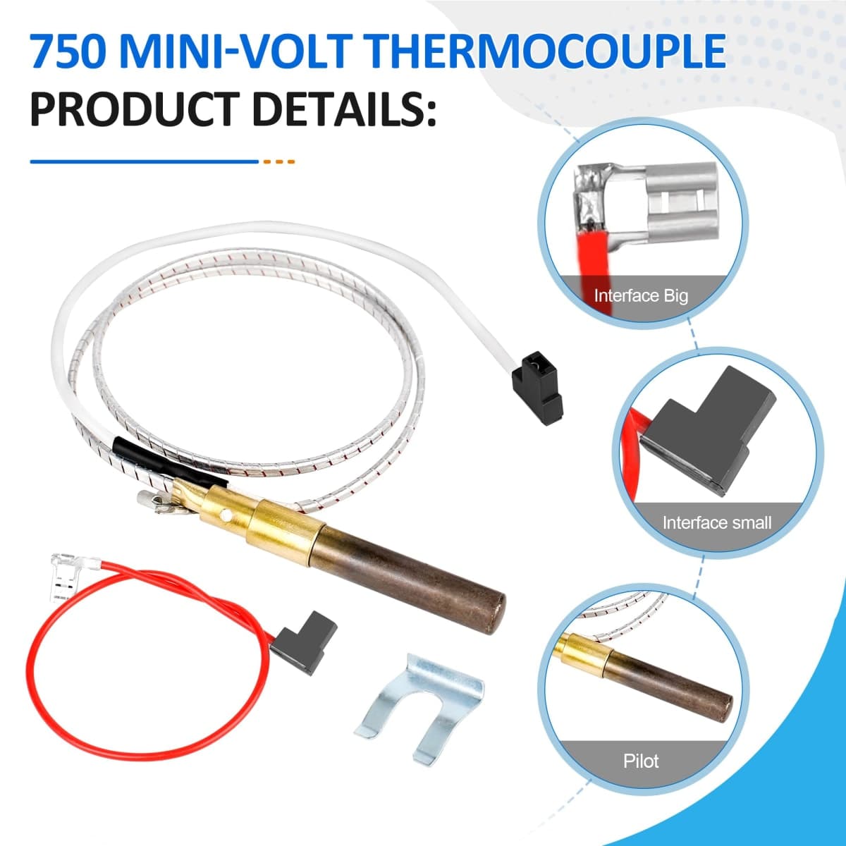 21"100112328 Thermopile for Water Heater,750 Millivolt Waters Heaters Thermocouple Compatible with Reliance,Whirlpool, A.O.Smith,Kenmore, American Water Heater,Rheem Thermopile Replaces 9007872005 thumbnail 5
