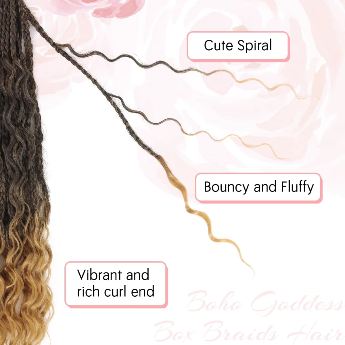 Eeanno Goddess Box Braids Crochet Hair 18 Inch 7 Packs Honey Blonde Boho Hair for Women Pre Looped Crochet Box Braids with Curly Ends, T1B/27 thumbnail 3