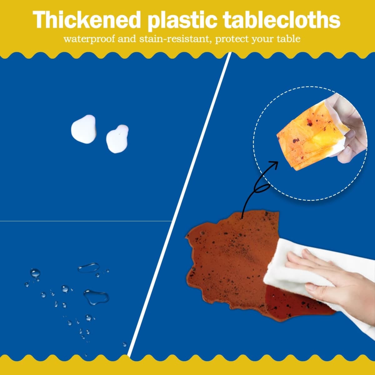 tujol Royal Blue 6 Pack Plastic Table Cloth 54" x 108", Disposable Tablecloths Rectangle Table Cover, Plastic Tablecloths for Parties thumbnail 3