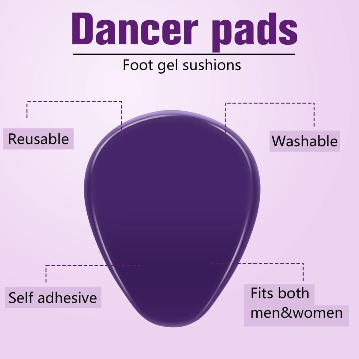 Mepase 8 Pieces Gel Ball of Foot Cushions Metatarsal Pads for Women and Men Gel Ball of Foot Soft Metatarsal Cushioning Pain Relief with 1 Wood Box Storage(Purple) thumbnail 3