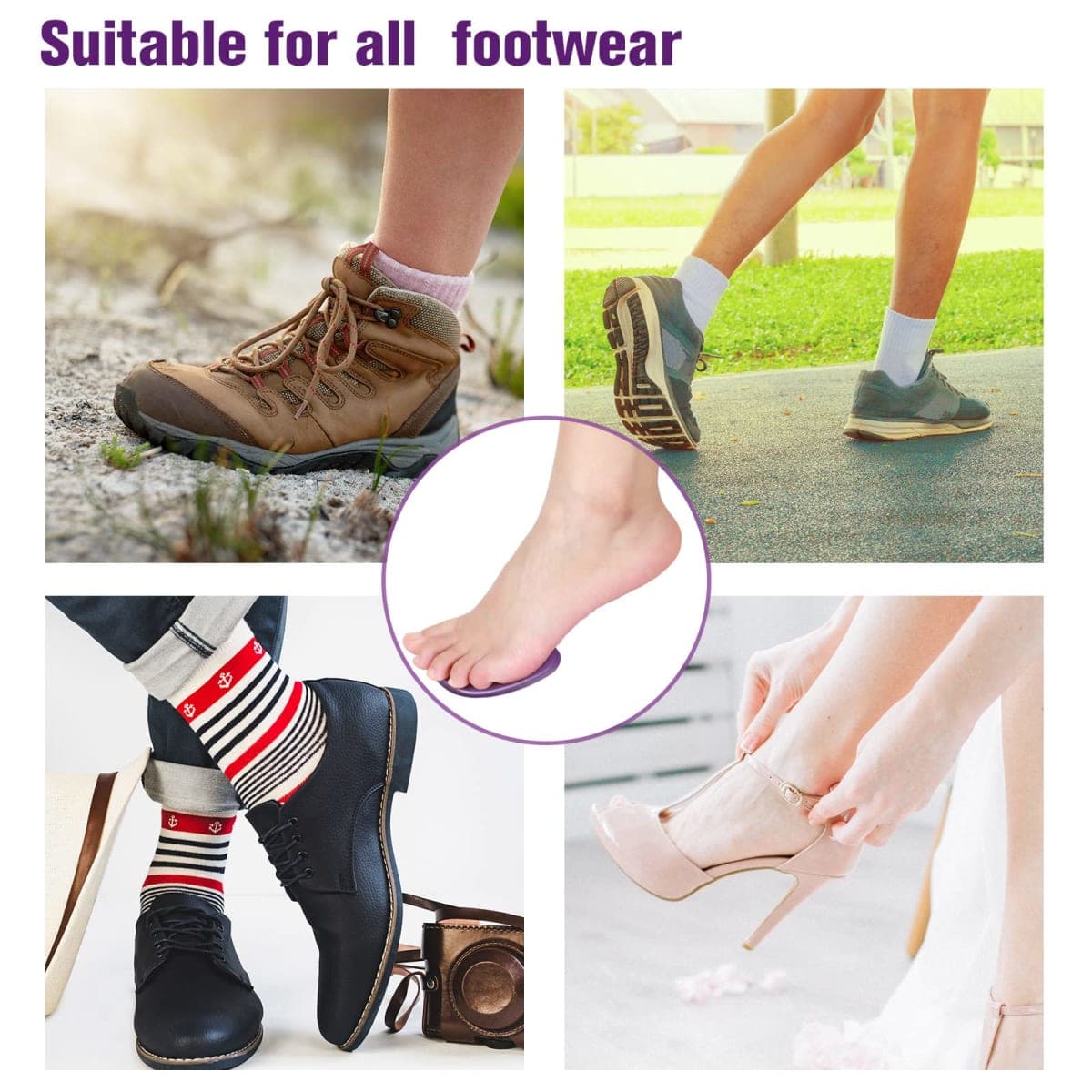 Mepase 8 Pieces Gel Ball of Foot Cushions Metatarsal Pads for Women and Men Gel Ball of Foot Soft Metatarsal Cushioning Pain Relief with 1 Wood Box Storage(Purple) thumbnail 5