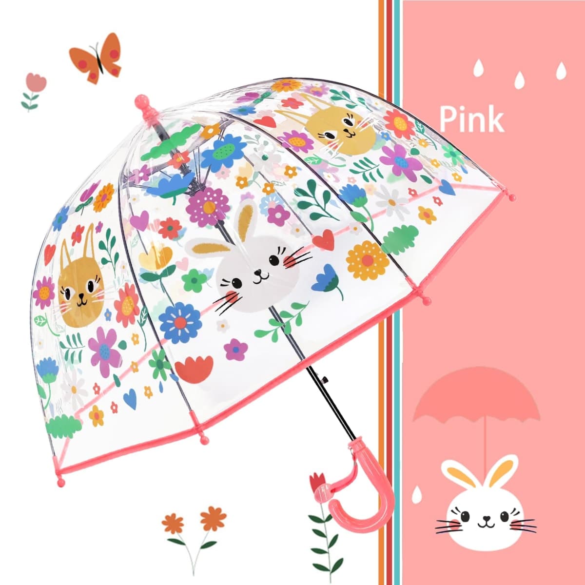 CYBYQ-Family Kids Clear Bubble Umbrella for Rain Safety Transparent Dome Bubble Umbrella for Toddler Boys Girls (Car-Yellow) thumbnail 2