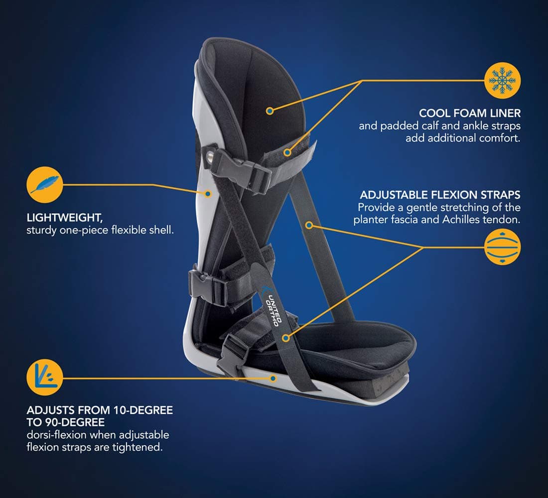 United Ortho Plantar Fasciitis Night Splint, Medium, Black thumbnail 2
