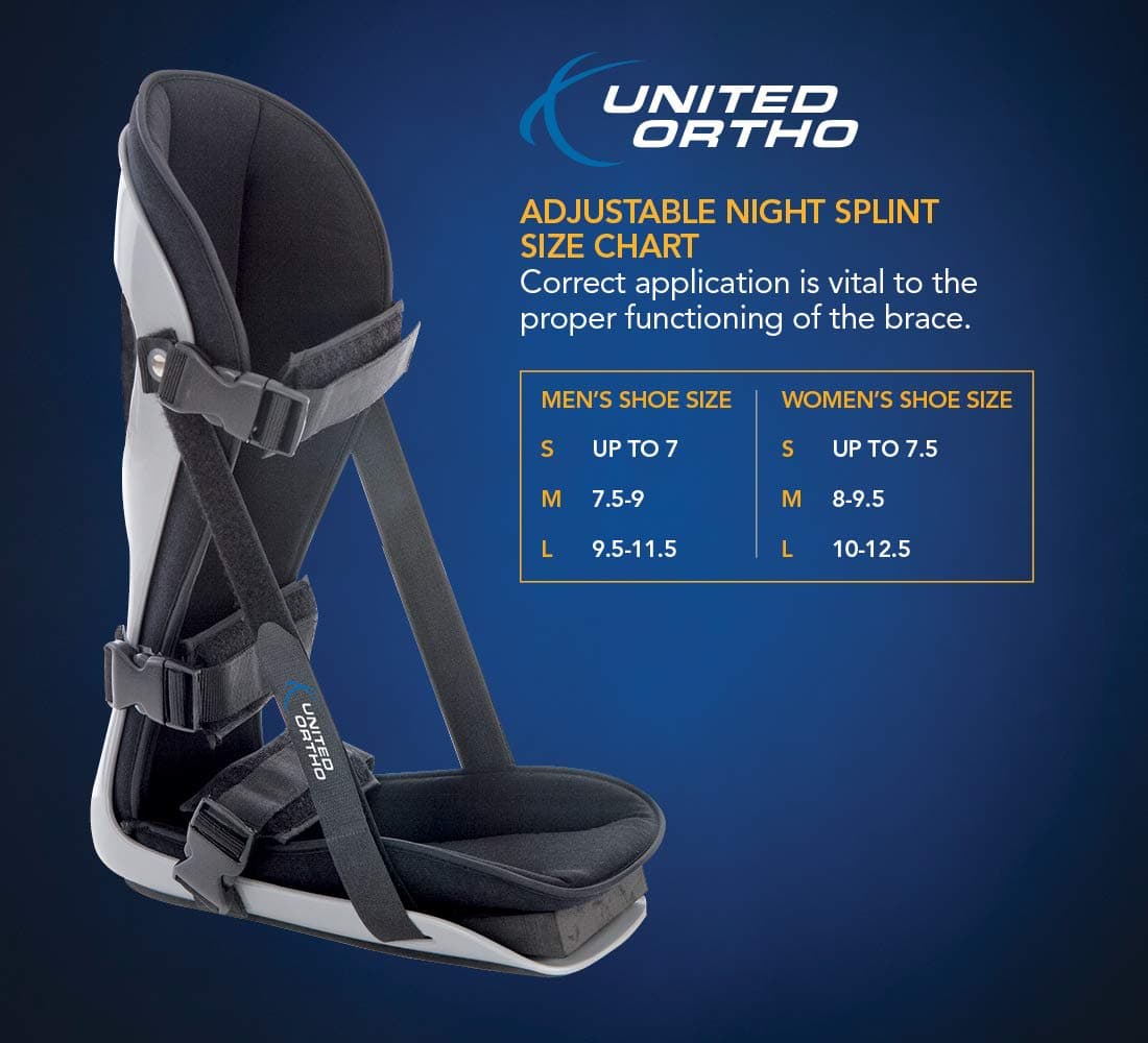 United Ortho Plantar Fasciitis Night Splint, Medium, Black thumbnail 3