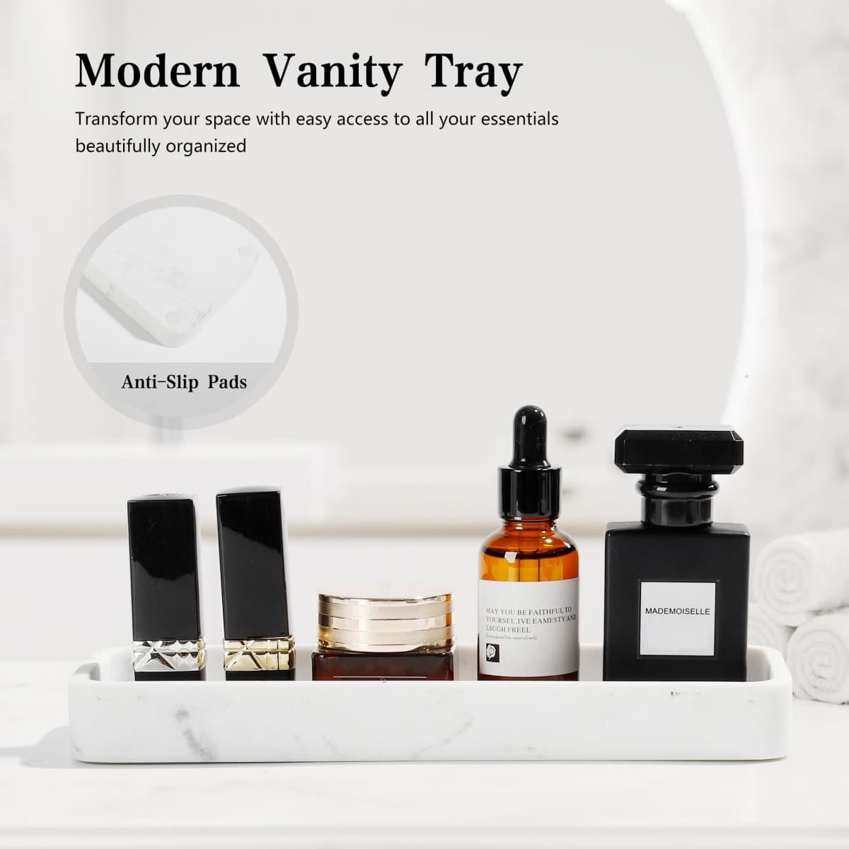 YMXYJM Bathroom Accessories Set, 4 Pcs Bathroom Accessory Set, Soap Dispenser, Toothbrush Holder, Qtip Holder Set, Bathroom Sets Complete, Bathroom Sink Set for Modern Home Decor, White thumbnail 5
