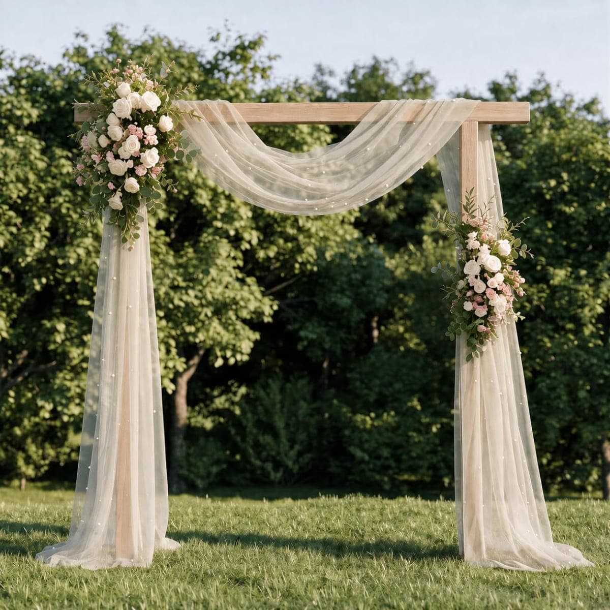 Artoid Mode Pearl Beige Gauze Table Runner 120 Inch 10FT, Seasonal Sheer Chiffon Cheesecloth Dining Holiday Birthday Table Decor for Home Party thumbnail 3