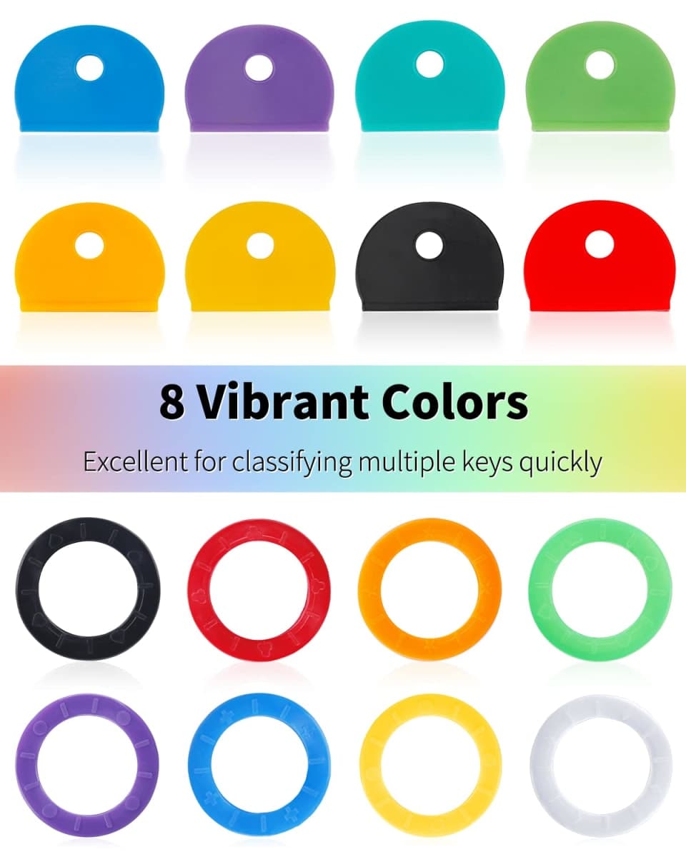 Vibit 16 Pack Colorful Plastic Key Cap Tags and Identifier Covers, 2 Styles thumbnail 2