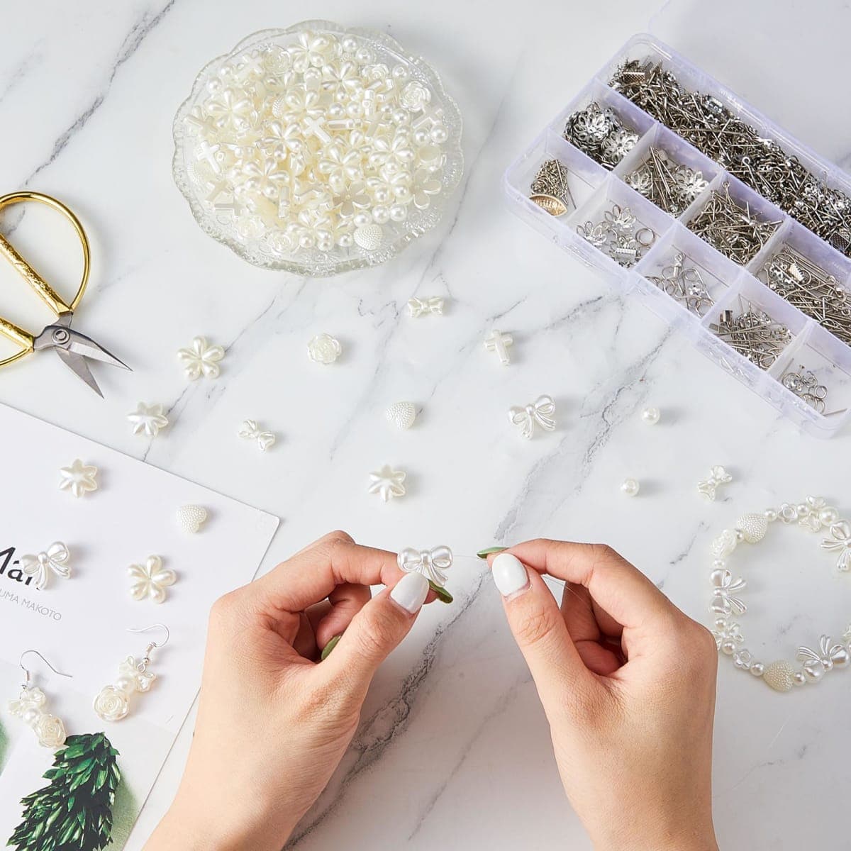 Juexica 500 Pcs ABS Imitation Pearl Beads Star Heart Bowknot Circle Flower Beads White Aesthetic Beads for Jewelry Making Bracelets Necklaces Earrings Key Chains Accessories DIY Crafts (Elegant Style) thumbnail 5