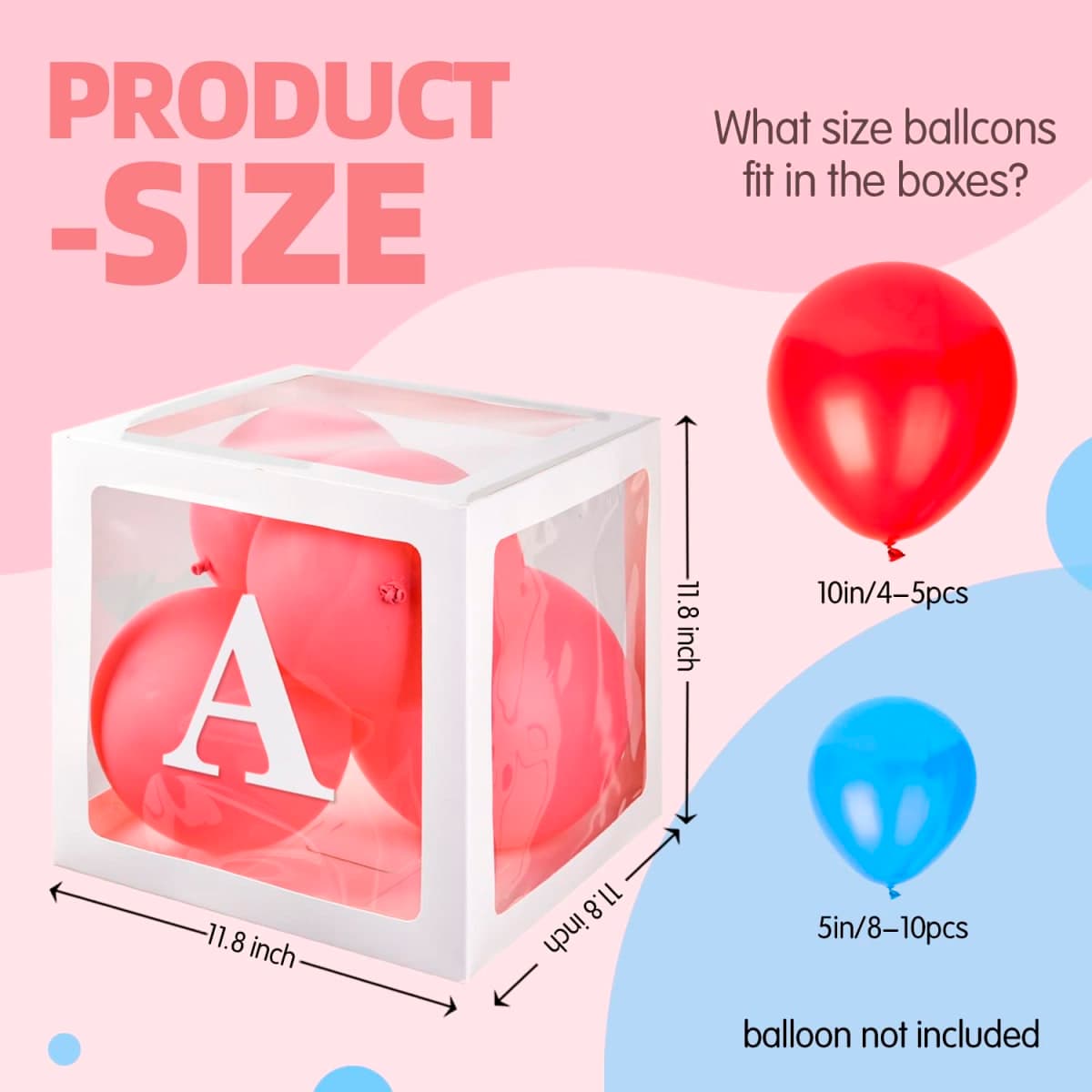 PABUES Baby Boxes with 4 PCS Letters for Baby Shower White Clear Balloon Box Blocks Gender Reveal Decorations and Birthday Party thumbnail 3
