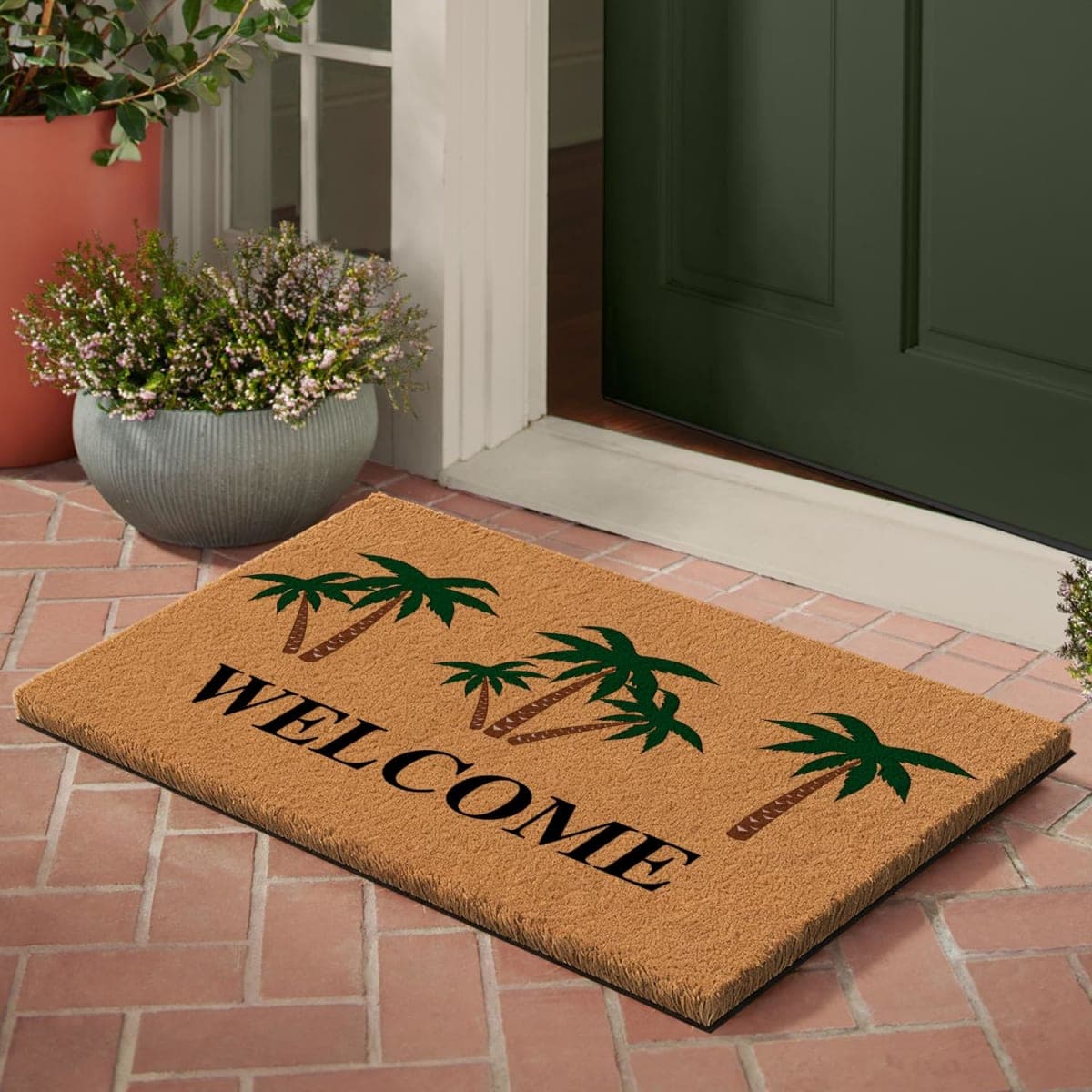 Nialnant Coir Door Mat with Heavy Duty Backing, Lavender Welcome Doormat Outside Entrance, Welcome Mats for Front Door, Pet-Friendly Outdoor Doormats 16" x 24" thumbnail 2