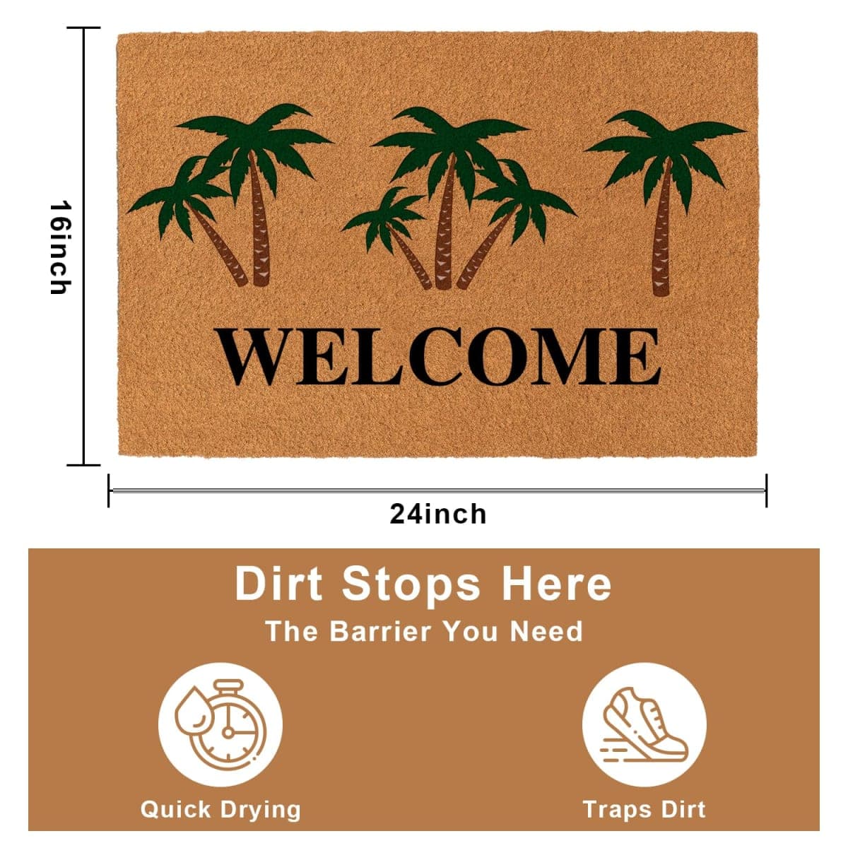 Nialnant Coir Door Mat with Heavy Duty Backing, Lavender Welcome Doormat Outside Entrance, Welcome Mats for Front Door, Pet-Friendly Outdoor Doormats 16" x 24" thumbnail 4