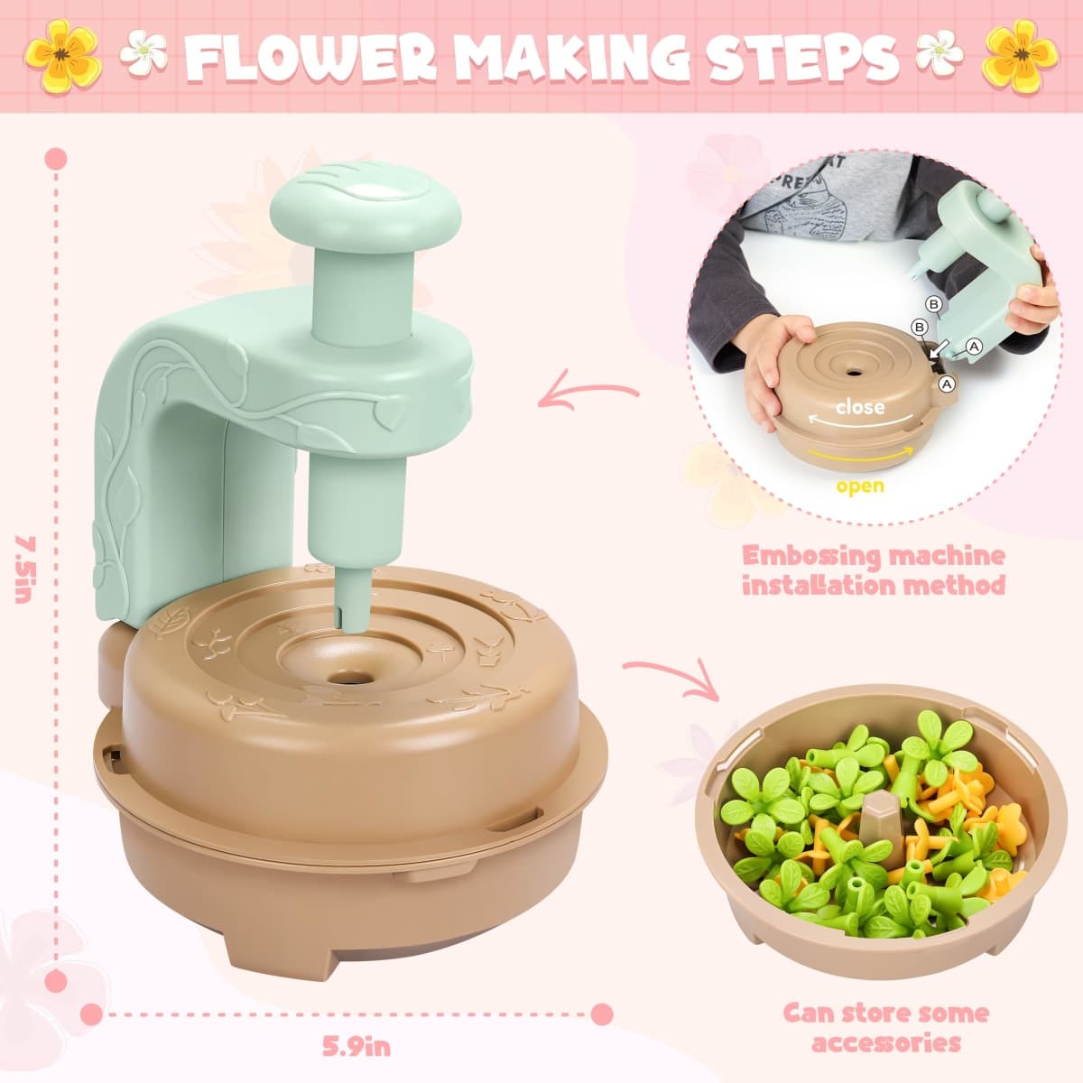 DIY Fabric Flower Bouquet Craft Kit, Educational Toy Gift Girls Toddlers 4+ thumbnail 2