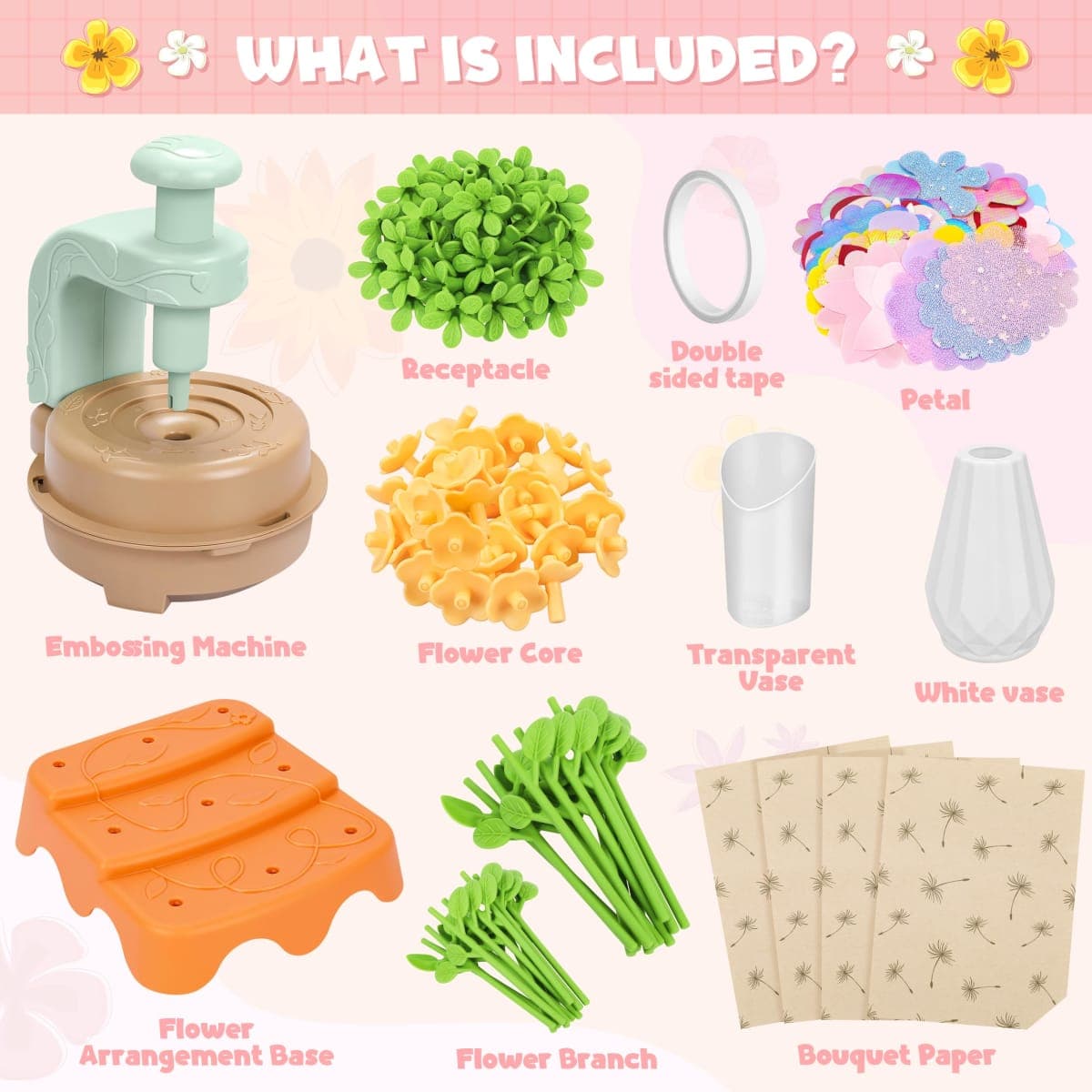 DIY Fabric Flower Bouquet Craft Kit, Educational Toy Gift Girls Toddlers 4+ thumbnail 3