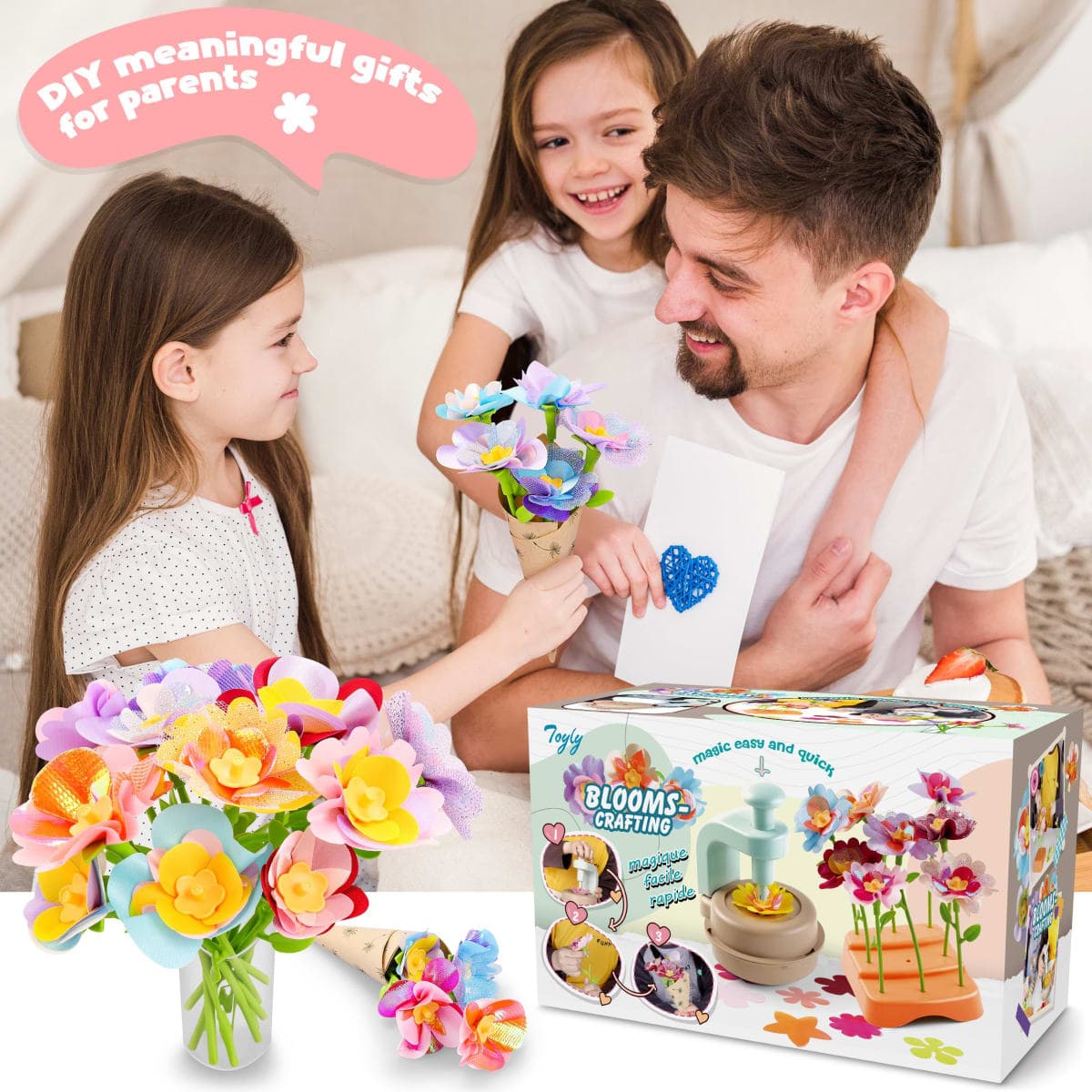 DIY Fabric Flower Bouquet Craft Kit, Educational Toy Gift Girls Toddlers 4+ thumbnail 4