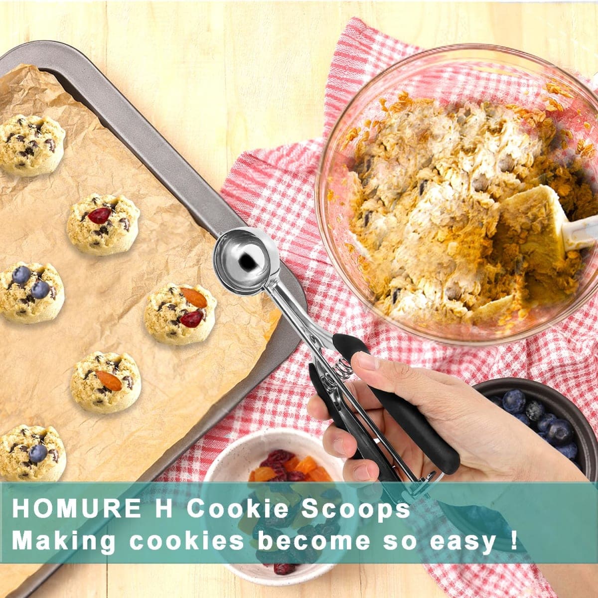 HOMURE H Mini Cookie Scoop, 1 Tsp, Stainless Steel, Black, 1 Count thumbnail 5