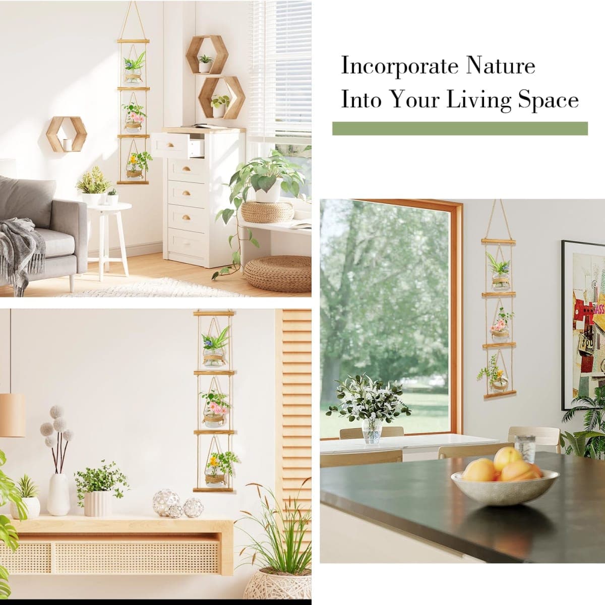 XXXFLOWER 3 Tiered Mushroom Glass Vase Wall Planter Hydroponic Propagation Station with Hanging Herb Cuttings Vase for Hydroponic Plant Decor for Living Room Indoor Outdoor Multi-Space thumbnail 5