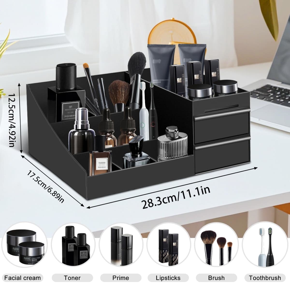 Turesmith Mens Organizer,Perfume Organizer,Cologne Stand,Cologne Shelf,Perfume Stand,Organizador de Perfumes,Bathroom Countertop Storage,Shelf for Bathroom Counter,Mens Dresser,Men Bedroom thumbnail 2