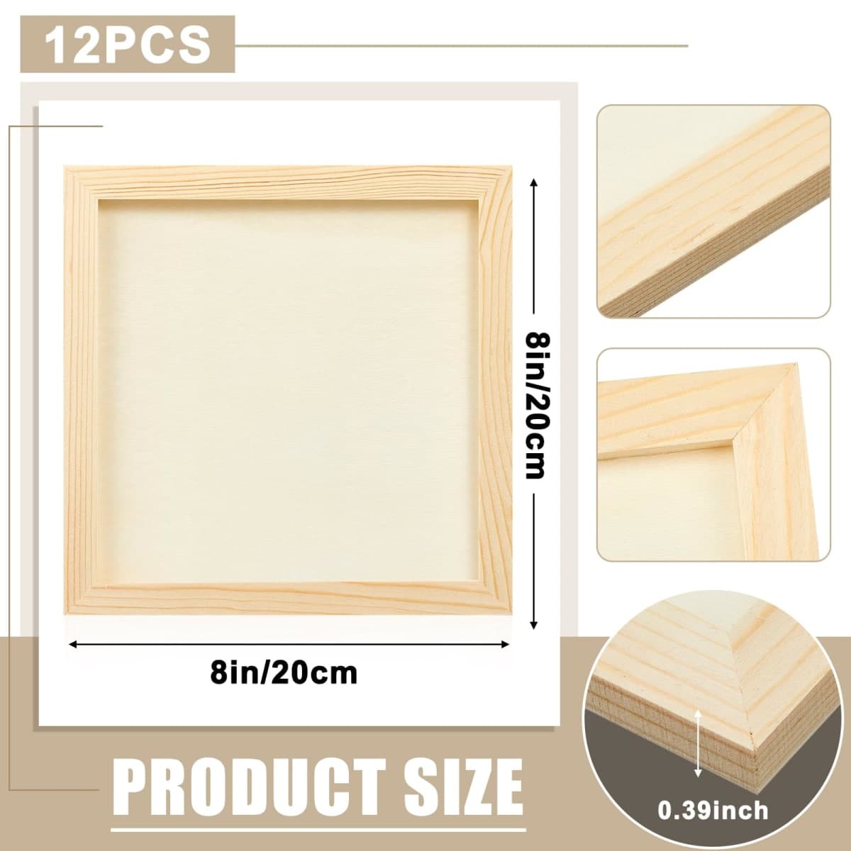 Kathfly 12 Pcs 8 x 8'' Wood Panel Boards, Unfinished Wood Canvas Panels for Painting Crafts DIY Drawing Pouring Art Projects thumbnail 2