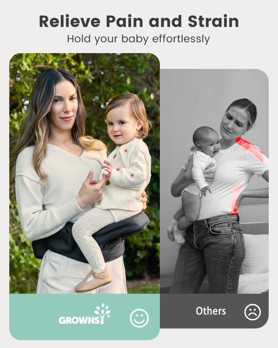 Grownsy Safety-Certified Baby Hip Seat Carrier for Babies & Toddlers, Black thumbnail 3