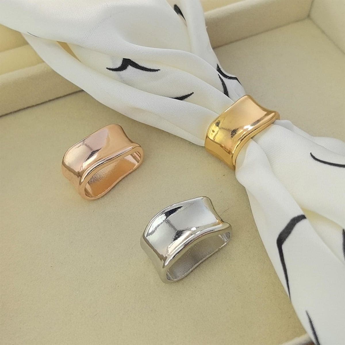 Scarf Ring, Three Mixed Color Scarf Rings for Women, Versatile Scarf Holder Accessory, Fashion Scarf Clip for Various Outfits, Adjustable Scarf Ring Set for Daily Use and Special Occasions thumbnail 3