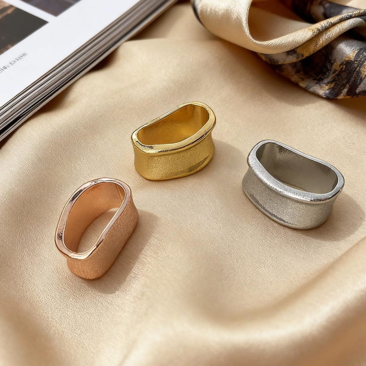 Scarf Ring, Three Mixed Color Scarf Rings for Women, Versatile Scarf Holder Accessory, Fashion Scarf Clip for Various Outfits, Adjustable Scarf Ring Set for Daily Use and Special Occasions thumbnail 4