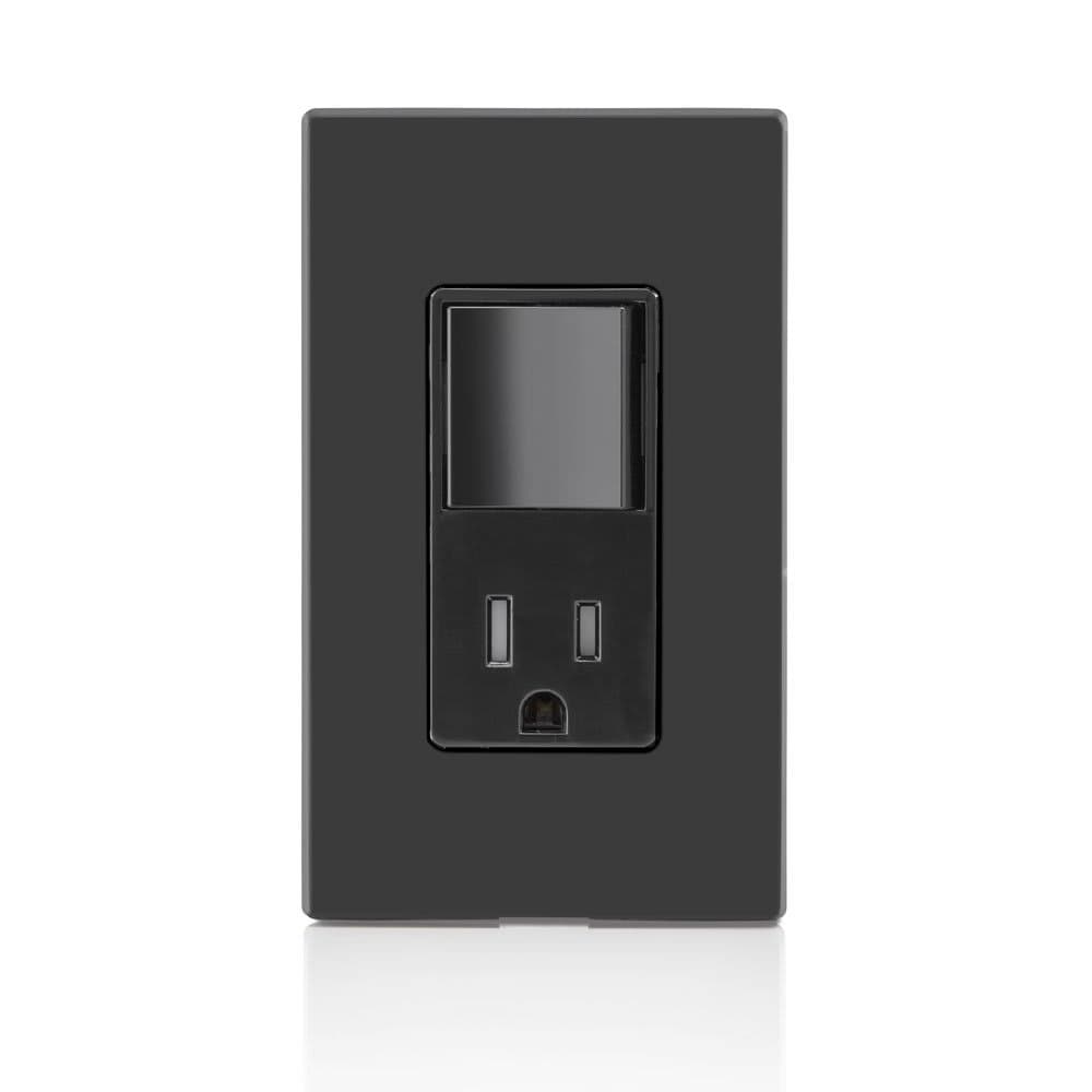 Leviton Tamper-Resistant Rocker NEMA Combination Decora Switch and Receptacle, T5625-E, Black thumbnail 3