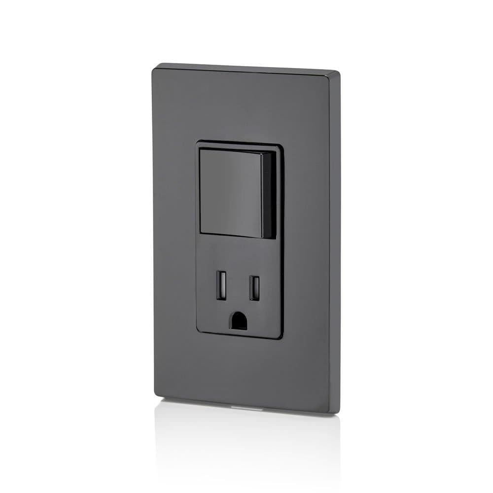 Leviton Tamper-Resistant Rocker NEMA Combination Decora Switch and Receptacle, T5625-E, Black thumbnail 4
