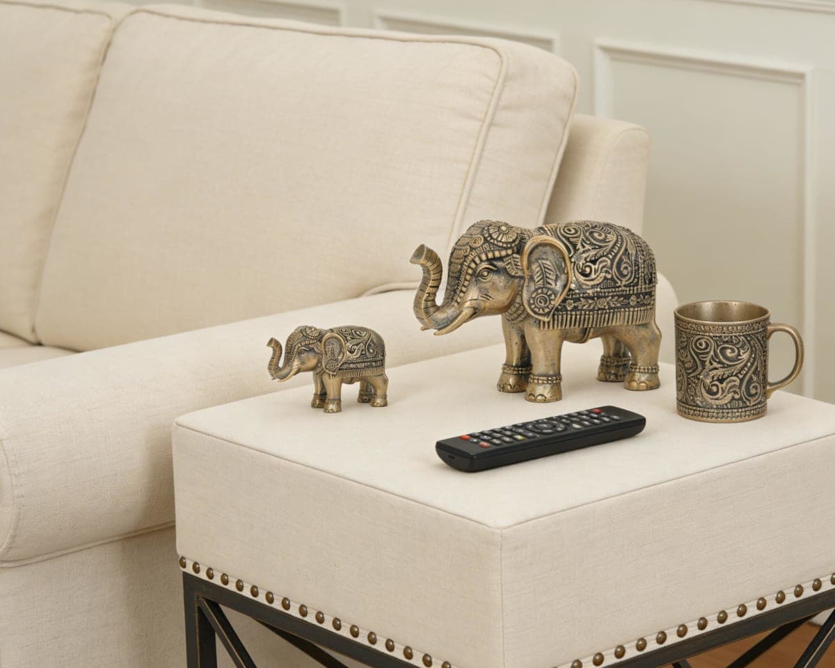 BOIHEGU Small Elephant Statue, Good Lucky Elephant Positive Gifts, Elefantes para Decoracion Casa, Elephant Décor for Coffee Table, Add to Elephant Collection(1pc Small Elephant Antique Gold) thumbnail 2