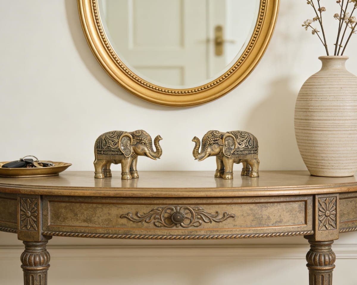 BOIHEGU Small Elephant Statue, Good Lucky Elephant Positive Gifts, Elefantes para Decoracion Casa, Elephant Décor for Coffee Table, Add to Elephant Collection(1pc Small Elephant Antique Gold) thumbnail 4