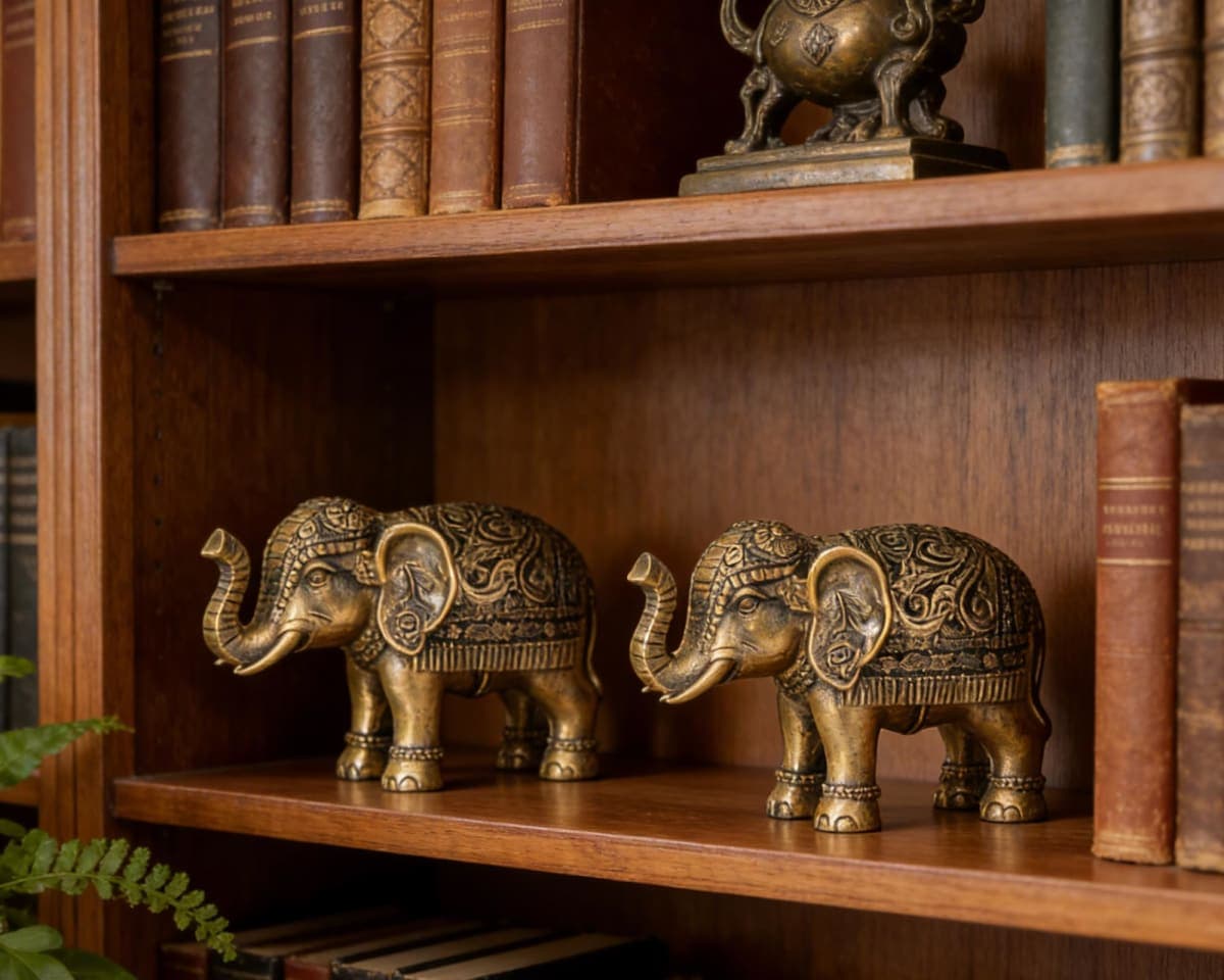 BOIHEGU Small Elephant Statue, Good Lucky Elephant Positive Gifts, Elefantes para Decoracion Casa, Elephant Décor for Coffee Table, Add to Elephant Collection(1pc Small Elephant Antique Gold) thumbnail 5