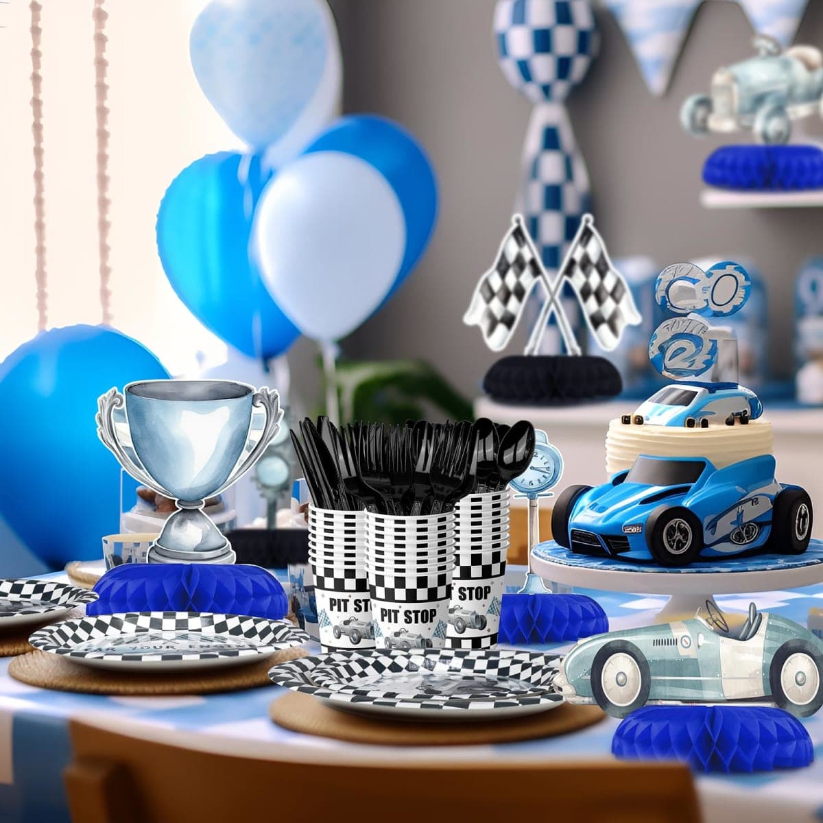 HaPiBiDesign Race Car Party Decorations - Honeycomb Centerpieces for Racing Birthday Decor - Table Decoration for Kids - Theme Décor thumbnail 5