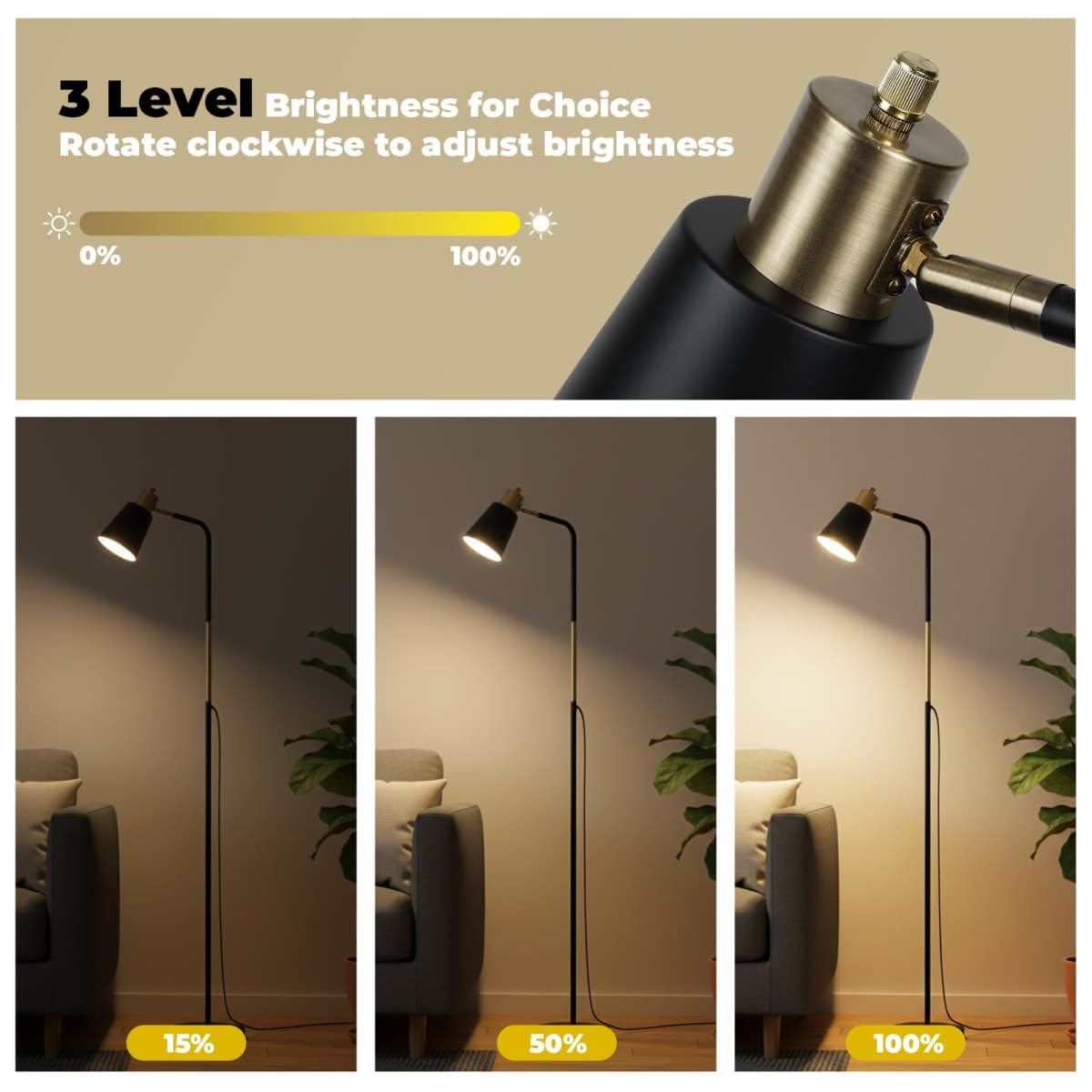 LALISU Floor Lamp Industrial Floor Lamps Reading Farmhouse Standing Lamp thumbnail 2