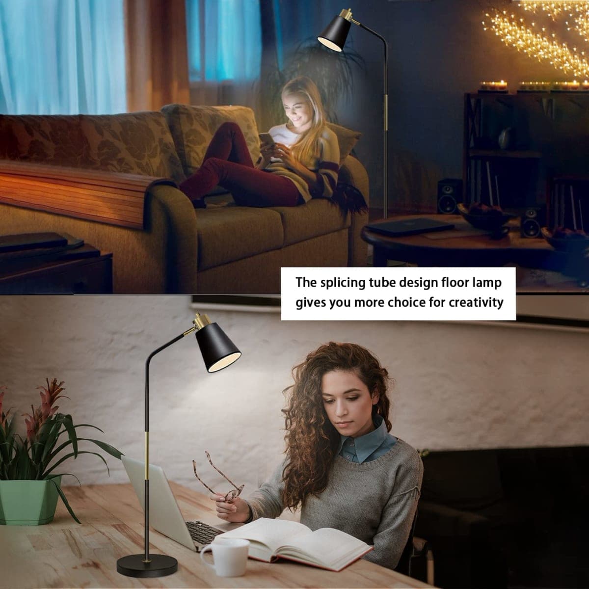 LALISU Floor Lamp Industrial Floor Lamps Reading Farmhouse Standing Lamp thumbnail 4