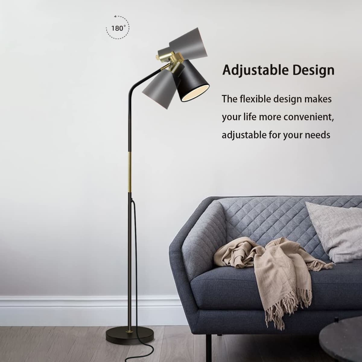LALISU Floor Lamp Industrial Floor Lamps Reading Farmhouse Standing Lamp thumbnail 5