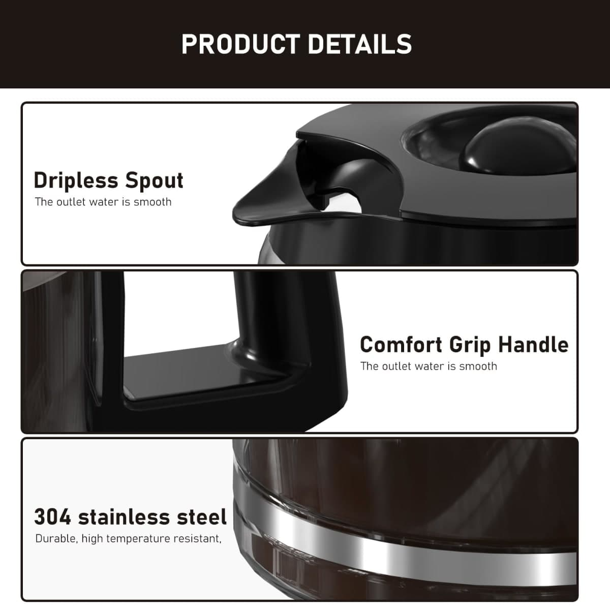 12-Cup Coffee Pot Replacement Compatible with Cuisinart Coffee Maker Models SS-12, SS-15, SS-16, DCC-1100BK, DCC-1200, DCC-2650, CHW-12P1, DGB-400, DGB-550BK, DGB-550BK1, DGB-625BC and DGB-700BC thumbnail 3
