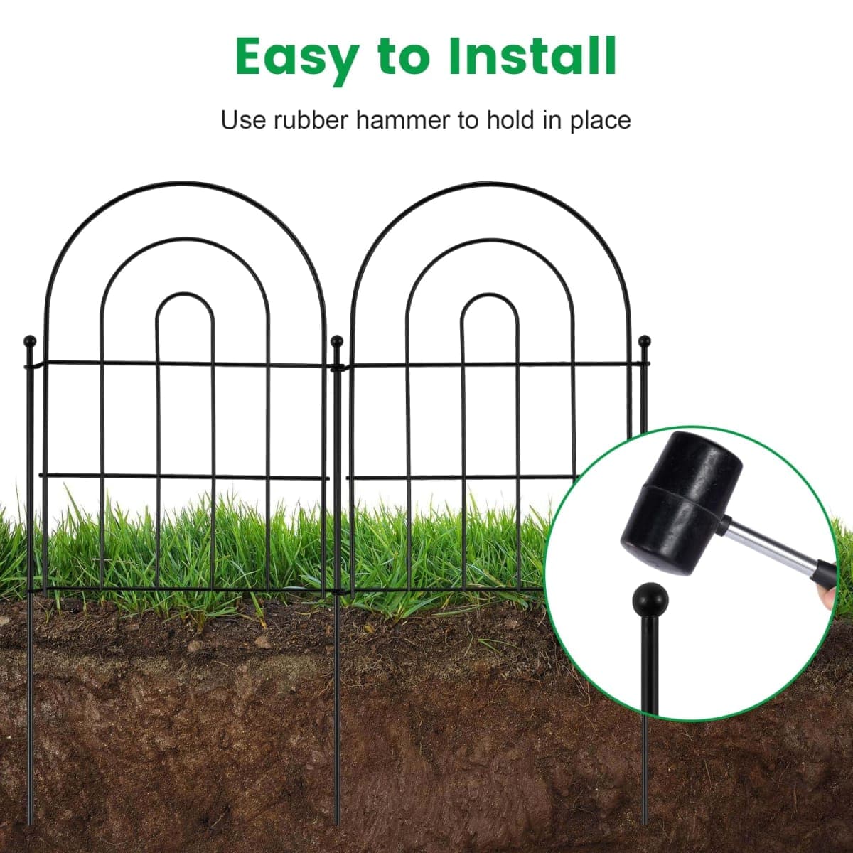 24 Pack Decorative Garden Fence Animal Barrier: 17 in(H) x 24 ft(L) Border Flower Rabbit Garden Fencing Small Arched Rustproof Metal No Dig Fence Landscape Decor for Yard thumbnail 5