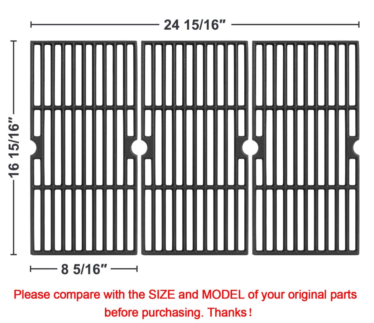 JCLMER Cast Iron Grill Grates Replacement for Charbroil Advantage 4 Burner thumbnail 2